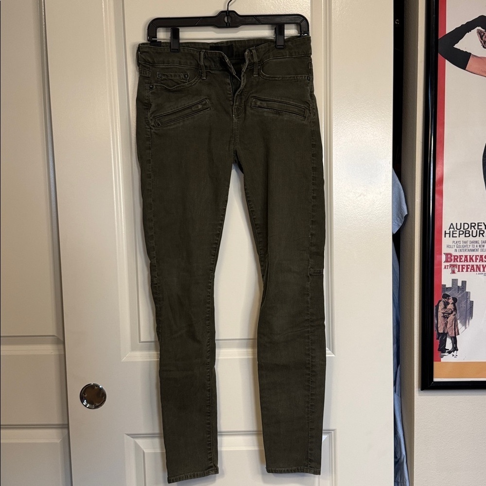 Vince Olive Green Tencel Blend Stretch Mid Rise Skinny Jeans Size 29